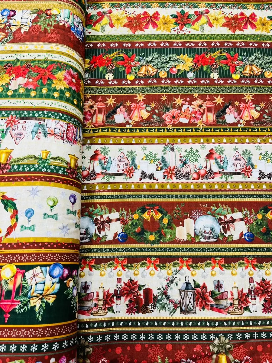 Tecido Tricoline Barrado Natalino- Samia Fabrics 50cmx1,50mt - Imagem 7