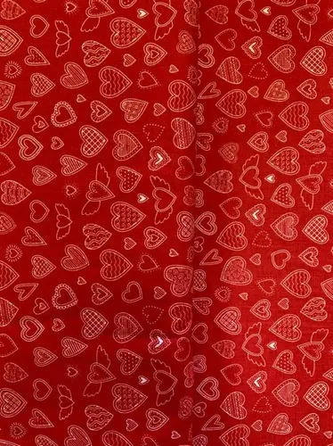 Tecido Tricoline Estampado Corações 0,5x1,50m P/ Artesanatos - Imagem 2