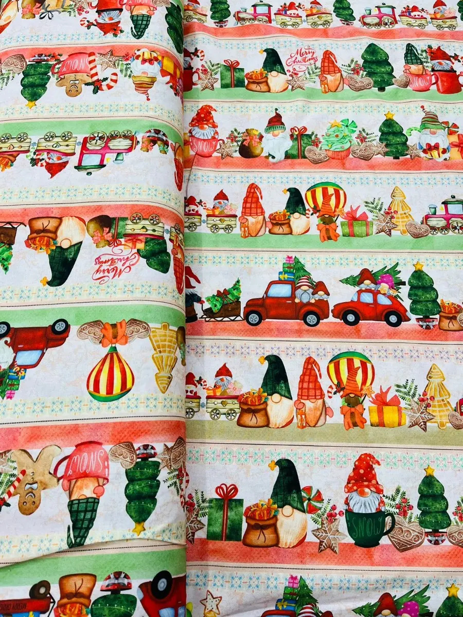Tecido Tricoline Barrado Natalino- Samia Fabrics 50cmx1,50mt - Imagem 4