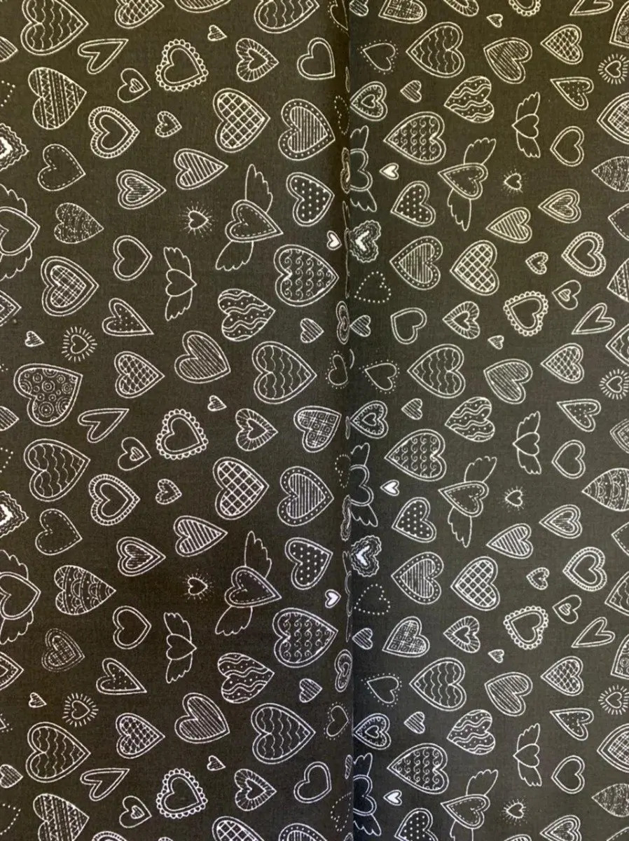 Tecido Tricoline Estampado Corações 0,5x1,50m P/ Artesanatos