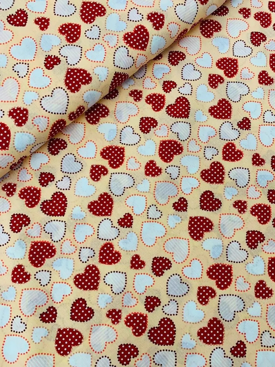 Tecido Tricoline Estampado Corações 0,5x1,50m P/ Artesanatos - Imagem 17